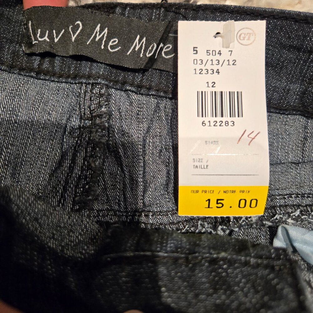 Luv Me More Embroidered Floral Denim Mini Skirt | Size 12 | Dark Wash - Picture 2 of 3